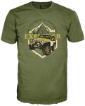 Edles Olivfarbenens Rundhals T-Shirt Regular cut mit Jeep Design auf der Front und edlem LAbel am Saum